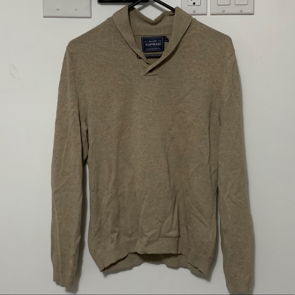 Topman tan cowl neck sweater - size medium
